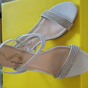 Nina Silver Strappy Rhinestone Sandals